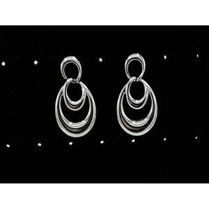 Silver Triple Loop Hoop Earrings Womens
